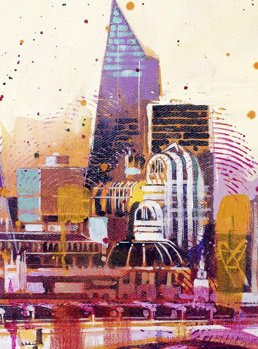 City In Pink - Original - SOLD by artist Richard Knight - Wyecliffe Galleries