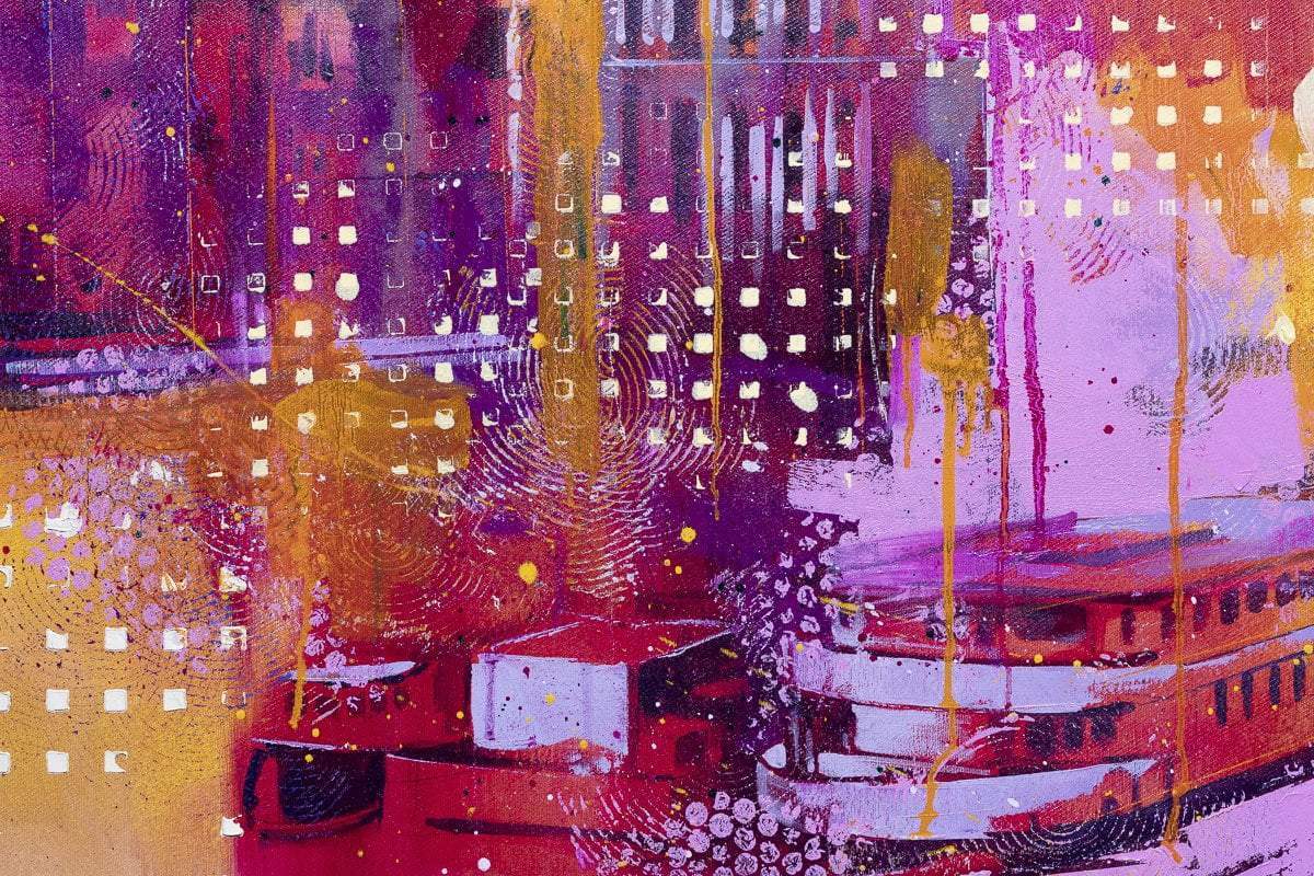 City In Pink - Original - SOLD by artist Richard Knight - Wyecliffe Galleries