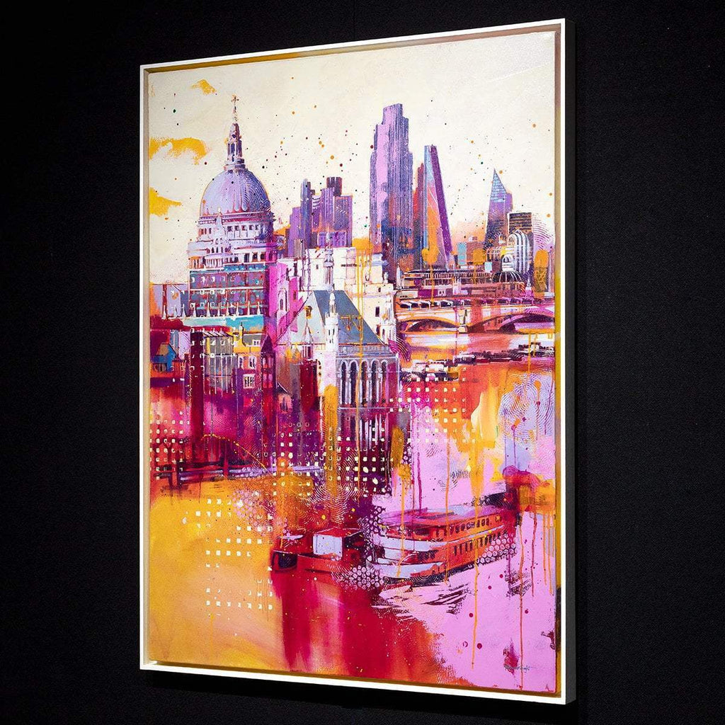 City In Pink - Original - SOLD by artist Richard Knight - Wyecliffe Galleries