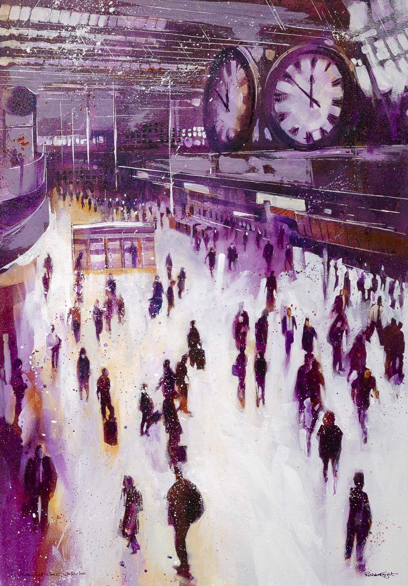 Under The Clock, Waterloo - Original - SOLD by artist Richard Knight - Wyecliffe Galleries