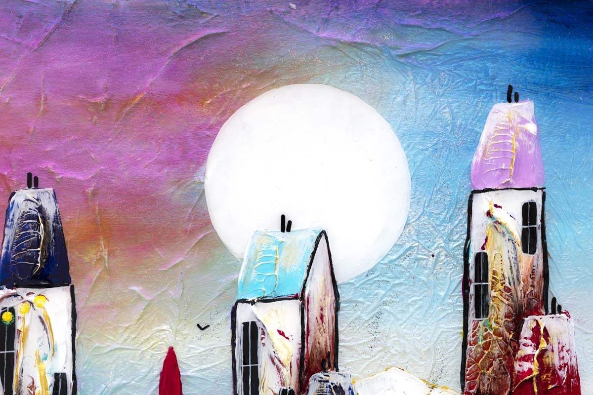 A Full Moon Party - Original by artist Rozanne Bell - Wyecliffe Galleries