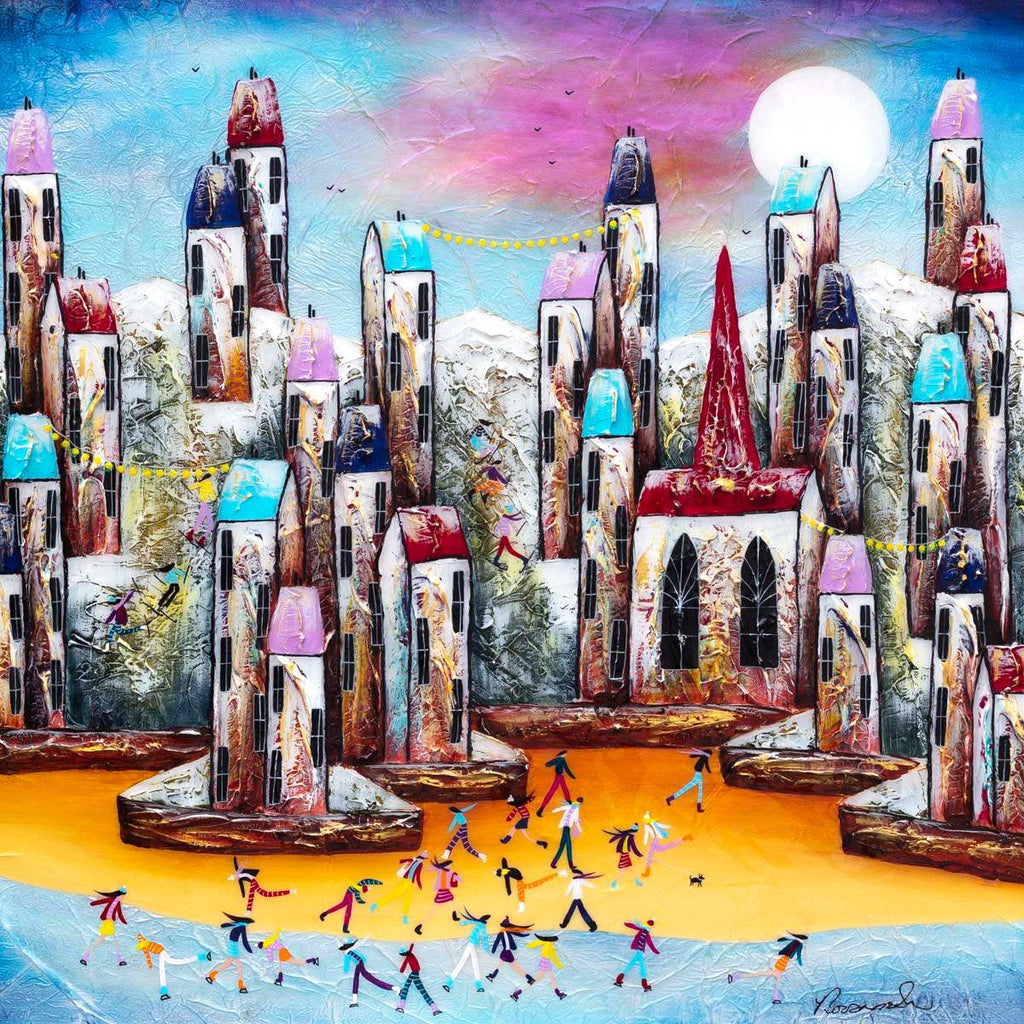 A Full Moon Party - Original by artist Rozanne Bell - Wyecliffe Galleries