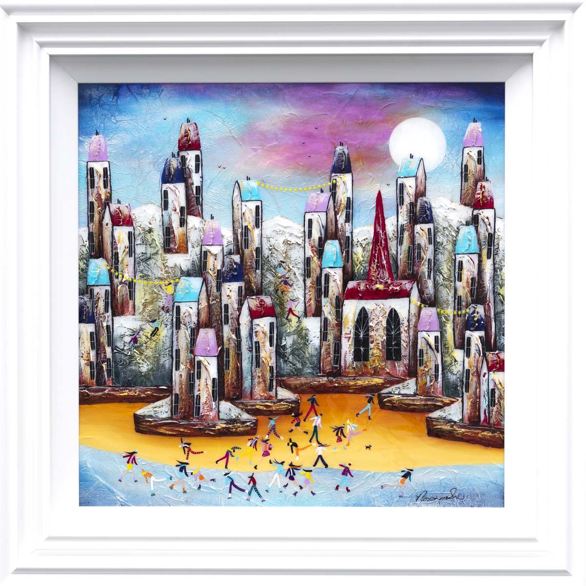A Full Moon Party - Original Rozanne Bell Framed