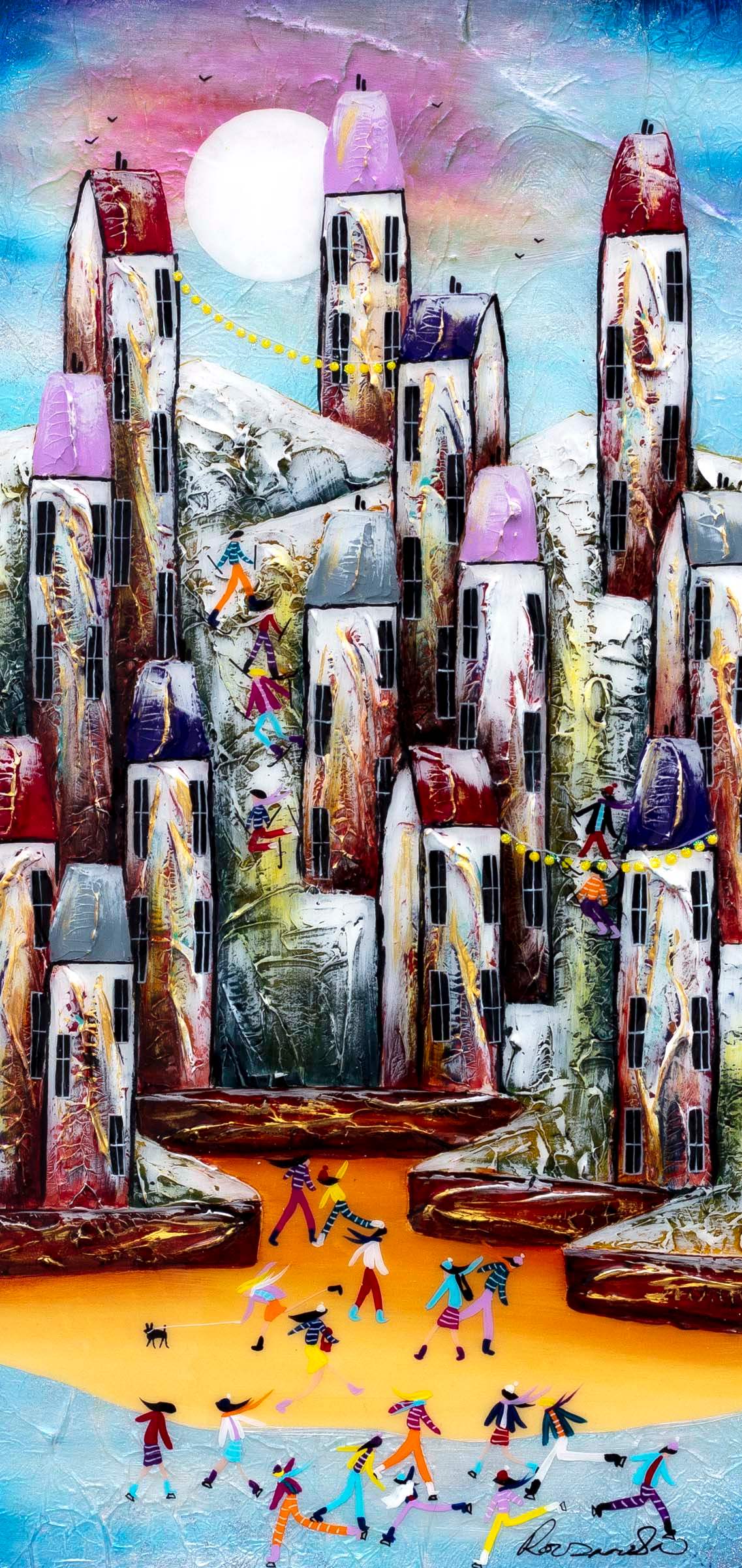 A Magical Town - Original - SOLD by artist Rozanne Bell - Wyecliffe Galleries