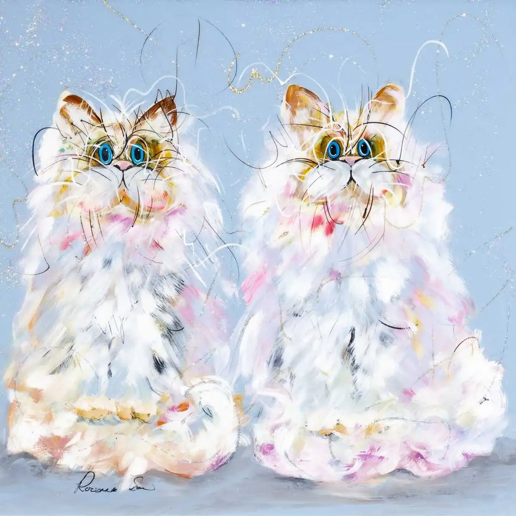 A Purrfect Pair - Original - SOLD by artist Rozanne Bell - Wyecliffe Galleries