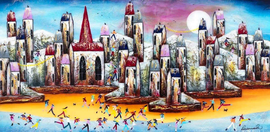A Town Built On Magic - Original by artist Rozanne Bell - Wyecliffe Galleries