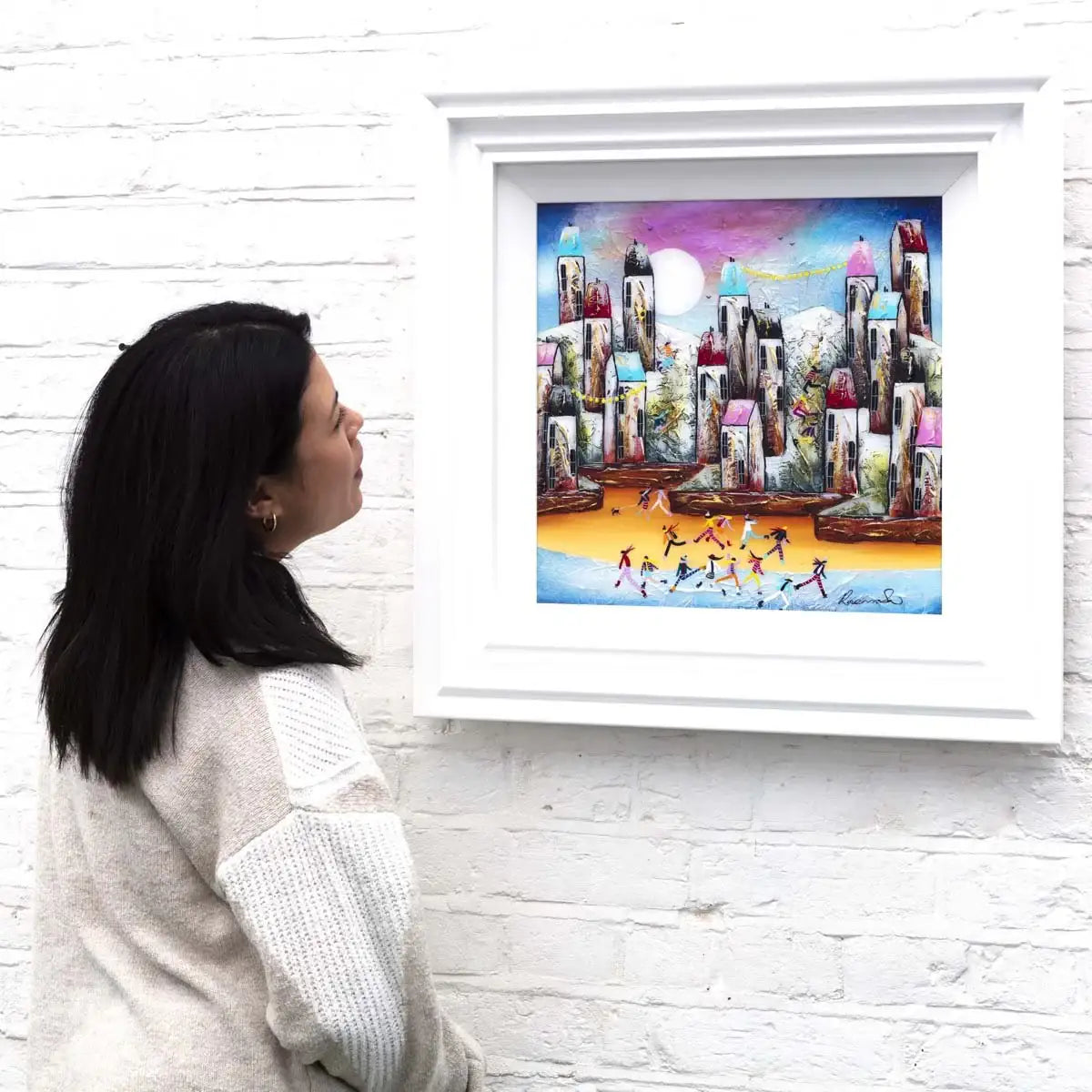 A Town Full Of Fun - Original - SOLD by artist Rozanne Bell - Wyecliffe Galleries