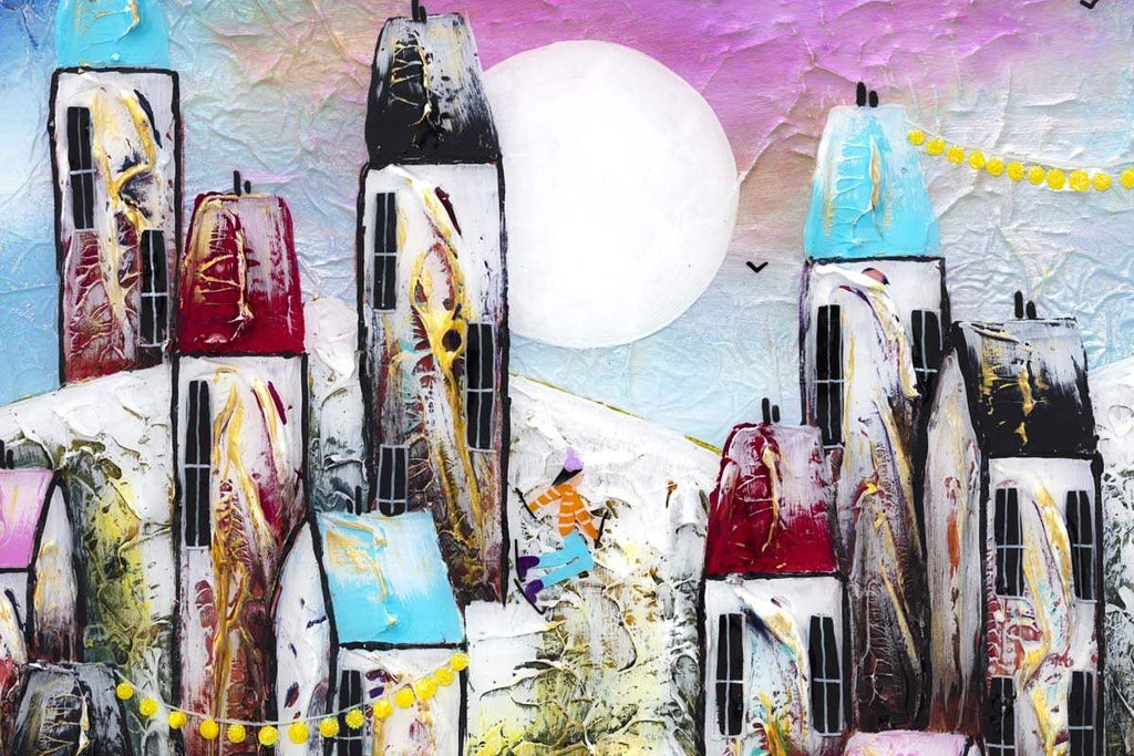 A Town Full Of Fun - Original - SOLD by artist Rozanne Bell - Wyecliffe Galleries