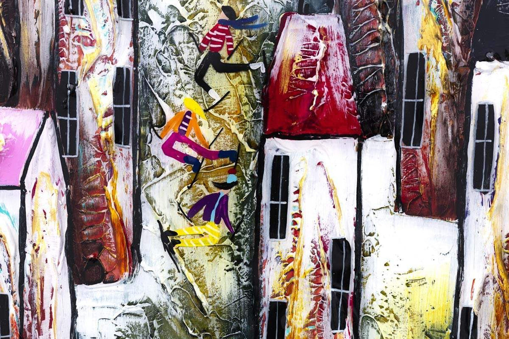 A Town Full Of Fun - Original - SOLD by artist Rozanne Bell - Wyecliffe Galleries