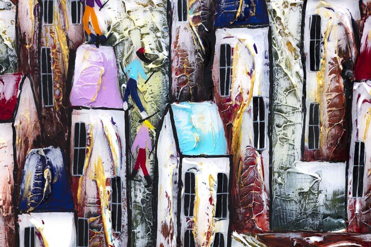 A Village Full of Friends - Original by artist Rozanne Bell - Wyecliffe Galleries