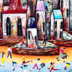 A Village Full of Friends - Original by artist Rozanne Bell - Wyecliffe Galleries