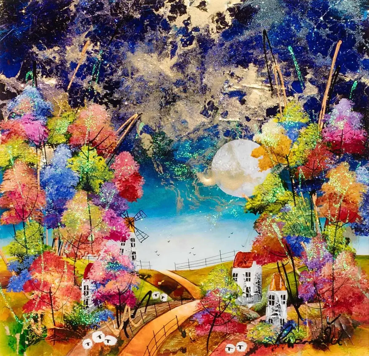 Afterdark Aurora - Original - SOLD by artist Rozanne Bell - Wyecliffe Galleries