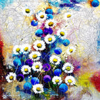 Alliums and Daisies - Original - SOLD by artist Rozanne Bell - Wyecliffe Galleries