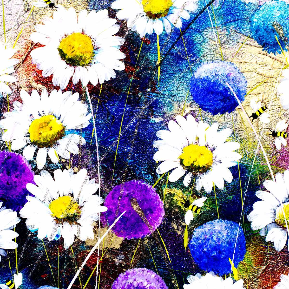 Alliums and Daisies - Original - SOLD by artist Rozanne Bell - Wyecliffe Galleries