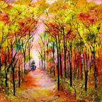 An Autumn Walk - Original - SOLD by artist Rozanne Bell - Wyecliffe Galleries