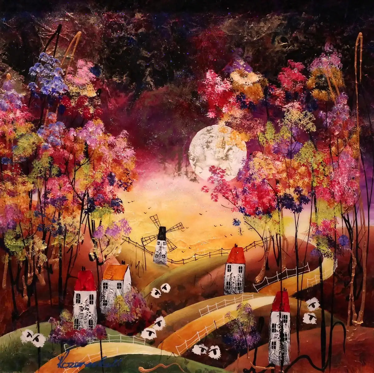 Autumn Moon - SOLD by artist Rozanne Bell - Wyecliffe Galleries