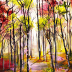 Autumn Stroll - Original - SOLD by artist Rozanne Bell - Wyecliffe Galleries