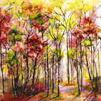 Autumn Stroll - Original - SOLD by artist Rozanne Bell - Wyecliffe Galleries