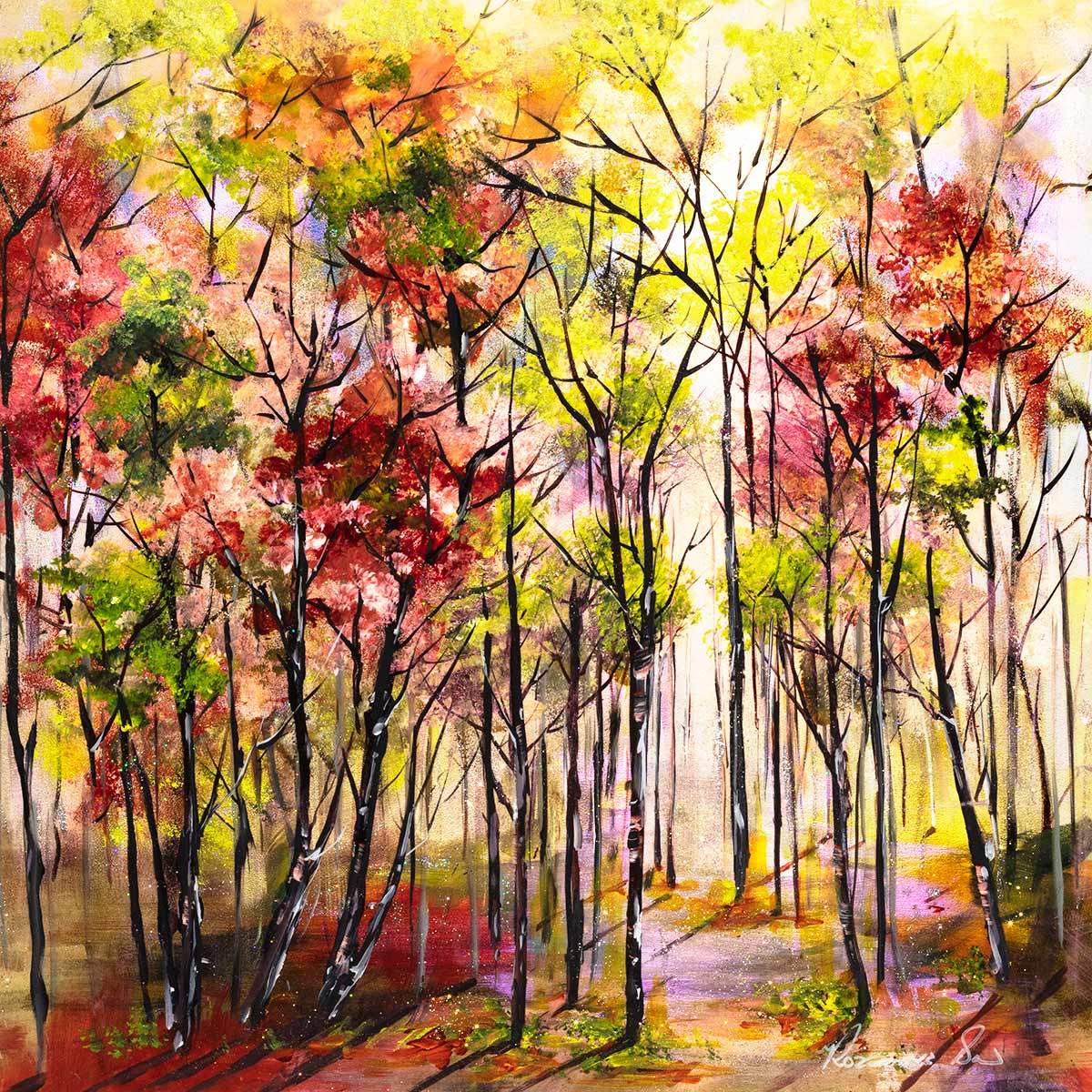 Autumn Stroll - Original - SOLD by artist Rozanne Bell - Wyecliffe Galleries