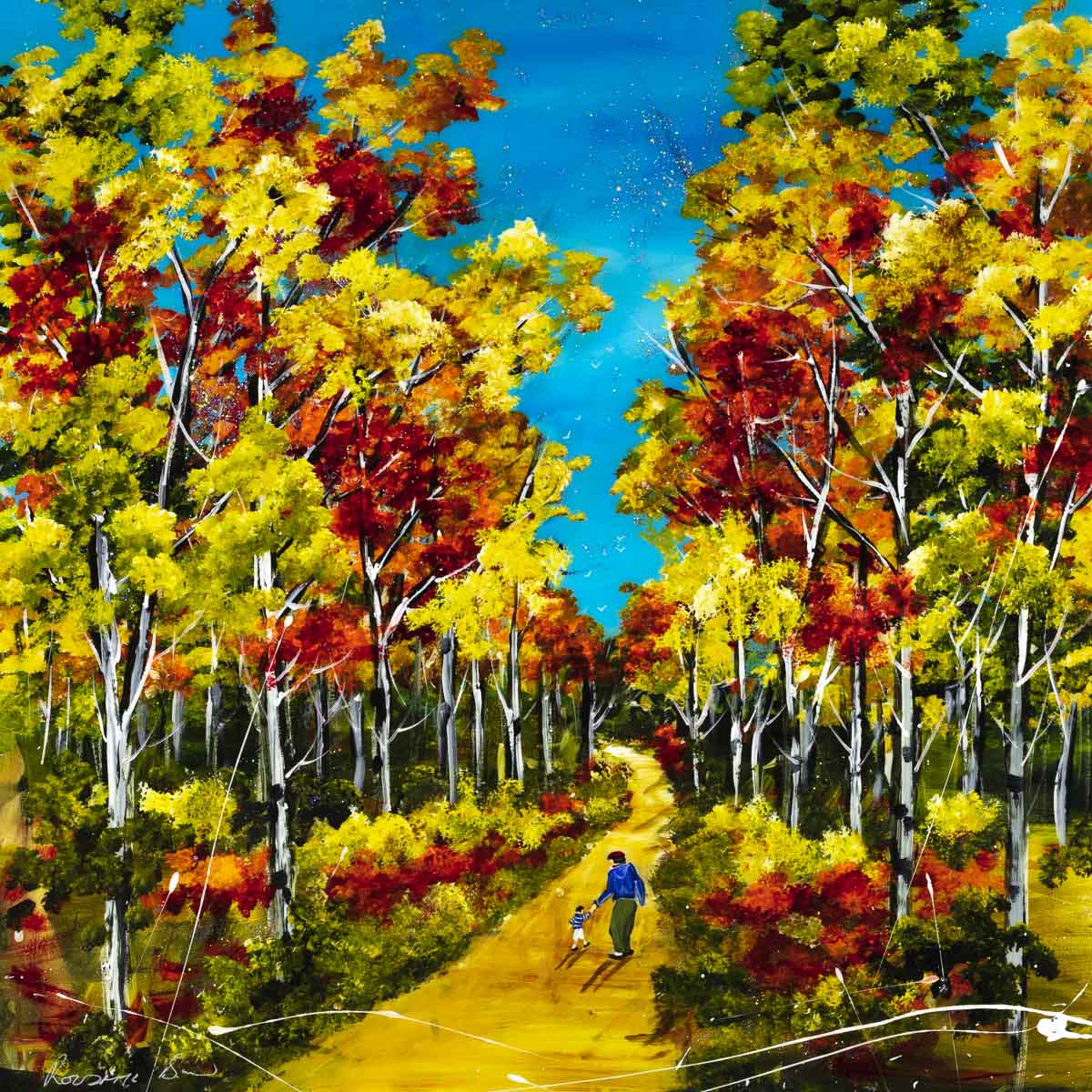Autumn Walkway - Original Rozanne Bell Framed