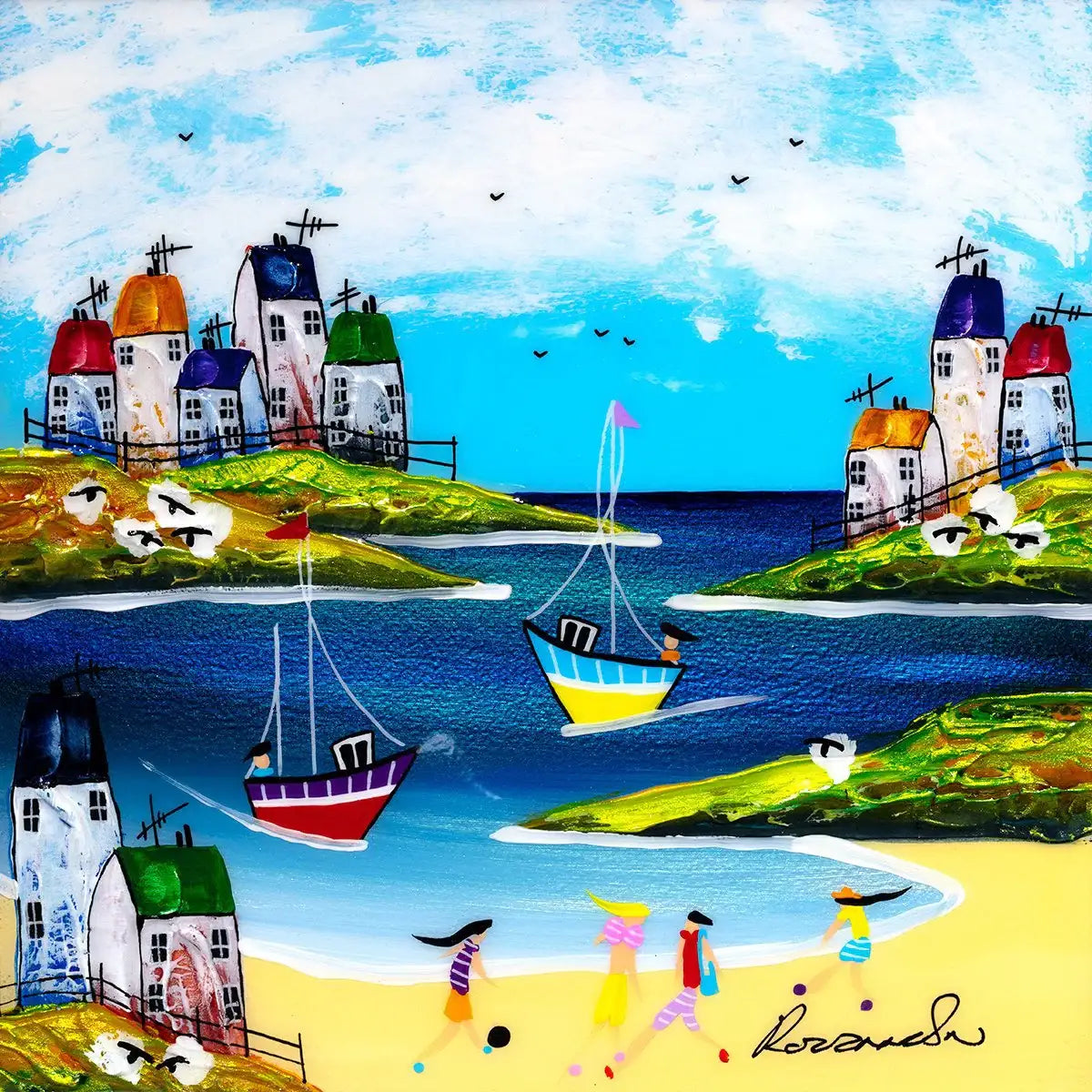 Beach Days I - Original - SOLD by artist Rozanne Bell - Wyecliffe Galleries