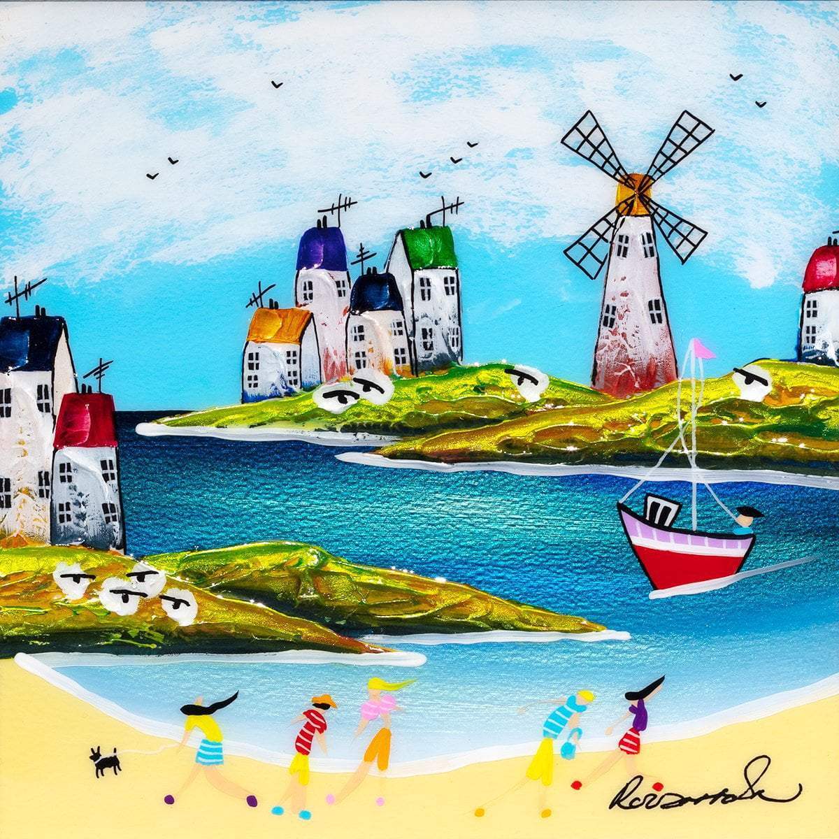 Beach Days II - Original - SOLD by artist Rozanne Bell - Wyecliffe Galleries