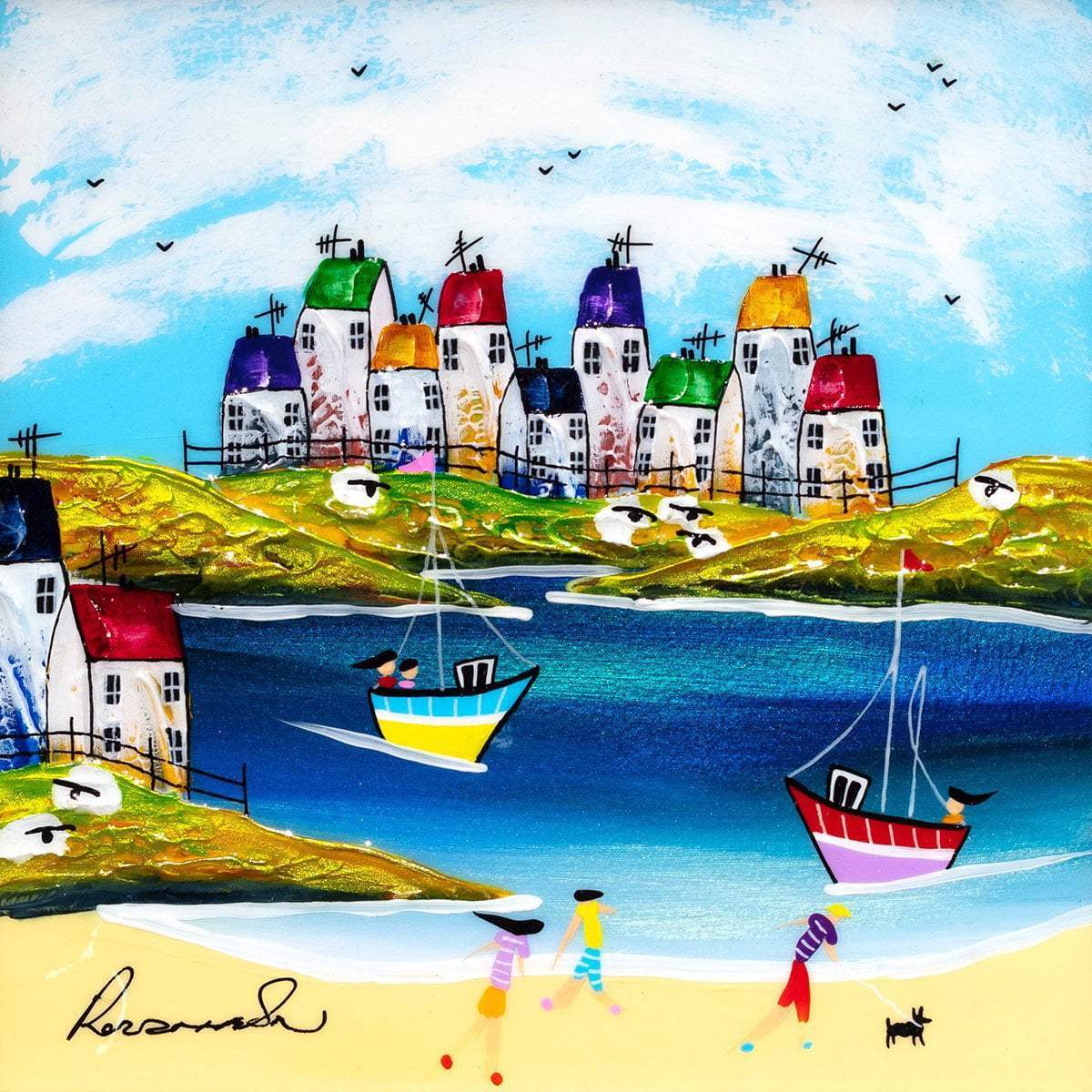 Beach Life II - Original - SOLD by artist Rozanne Bell - Wyecliffe Galleries