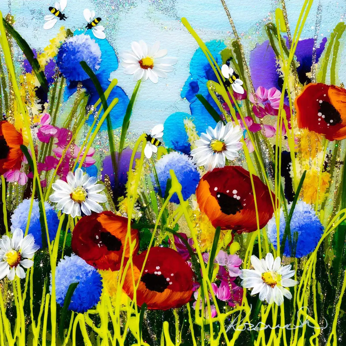 Bee Happy I - SOLD by artist Rozanne Bell - Wyecliffe Galleries