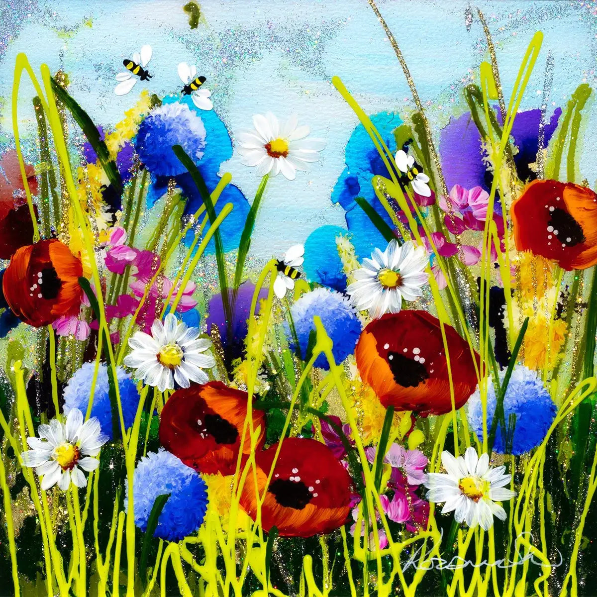 Bee Happy I - SOLD by artist Rozanne Bell - Wyecliffe Galleries