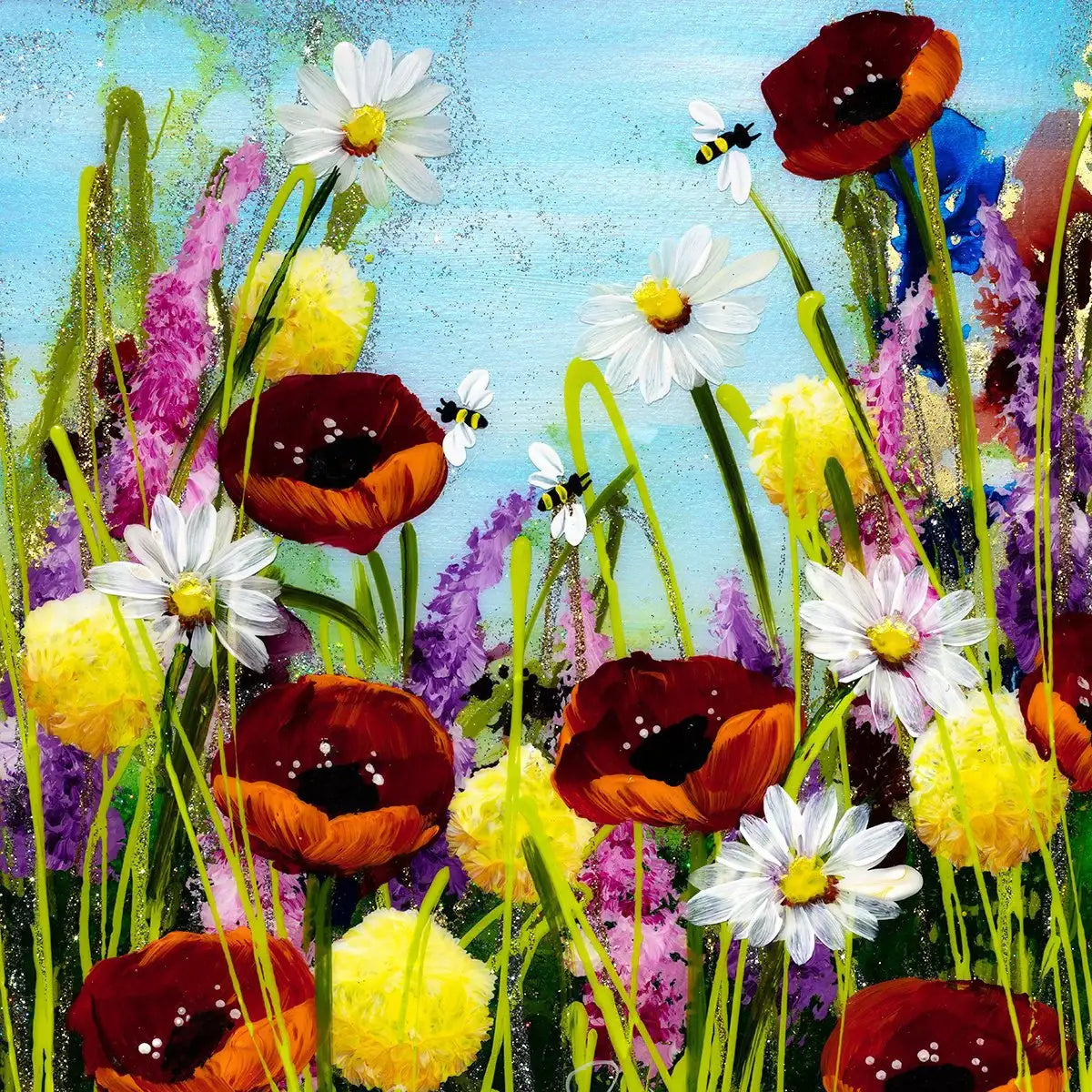 Bee Happy III - Original - SOLD by artist Rozanne Bell - Wyecliffe Galleries