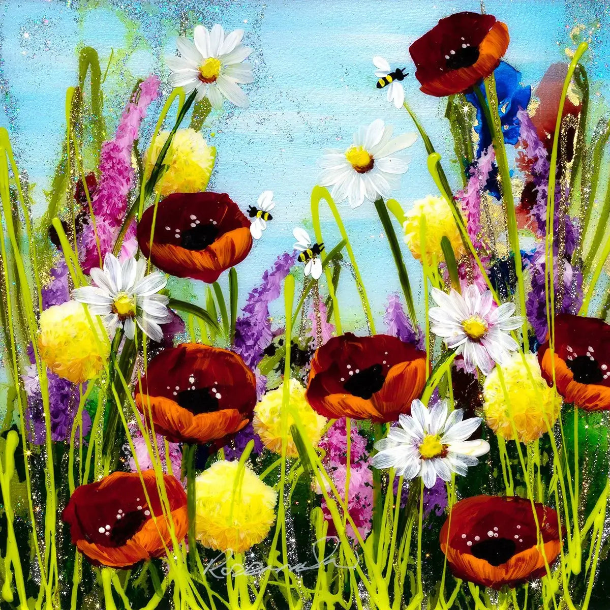 Bee Happy III - Original - SOLD by artist Rozanne Bell - Wyecliffe Galleries