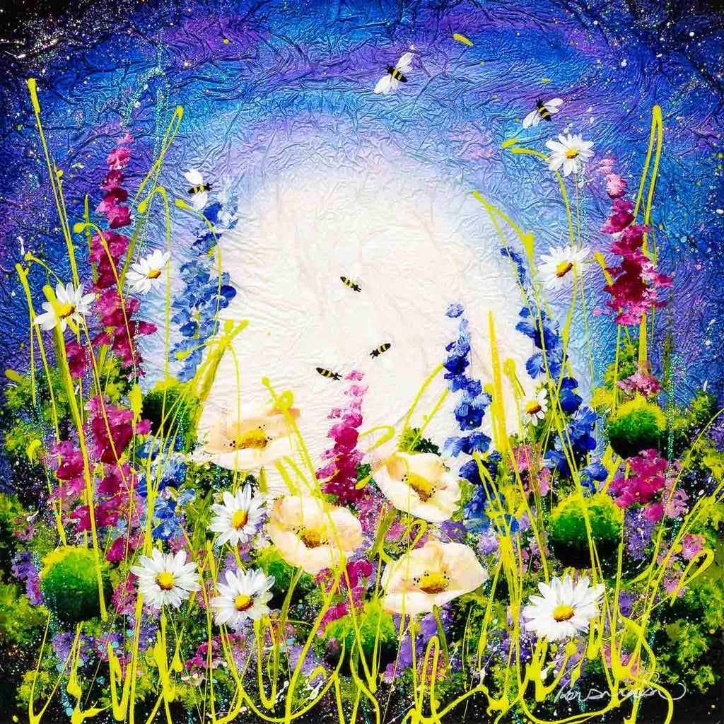 Bee's and Daisies - Original - SOLD by artist Rozanne Bell - Wyecliffe Galleries