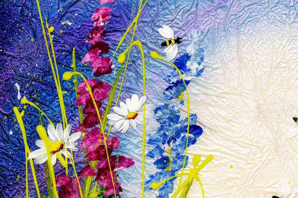 Bee's and Daisies - Original - SOLD by artist Rozanne Bell - Wyecliffe Galleries