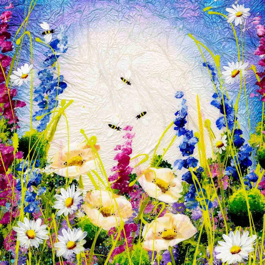 Bee's and Daisies - Original - SOLD by artist Rozanne Bell - Wyecliffe Galleries