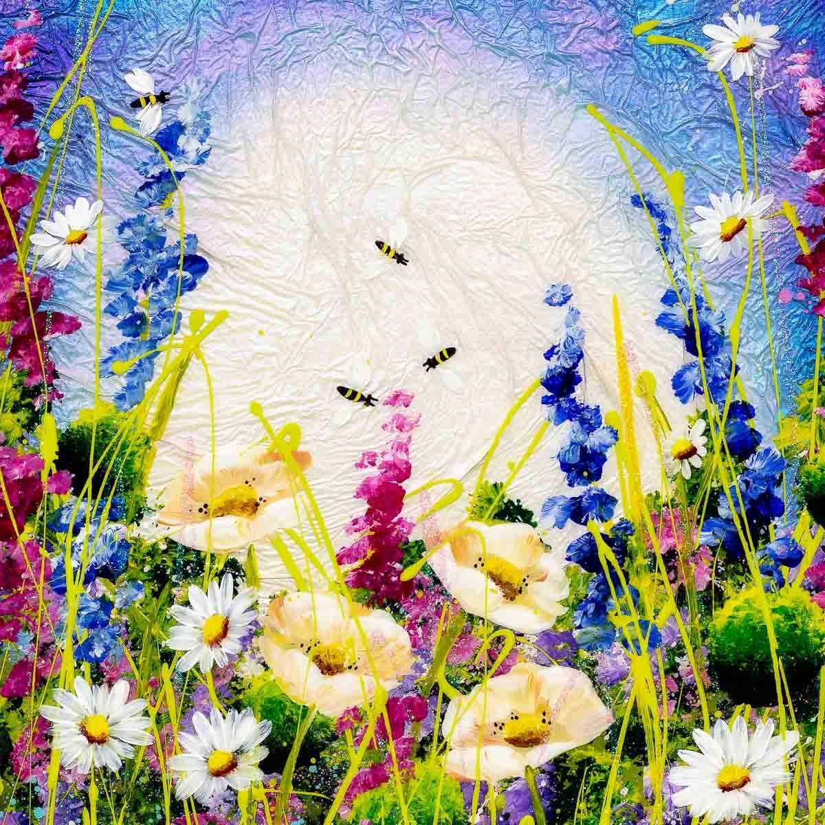 Bee's and Daisies - Original - SOLD by artist Rozanne Bell - Wyecliffe Galleries