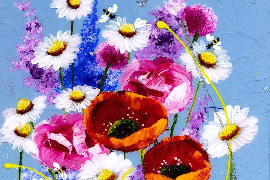 Bees and Blossoms II - Original - SOLD by artist Rozanne Bell - Wyecliffe Galleries