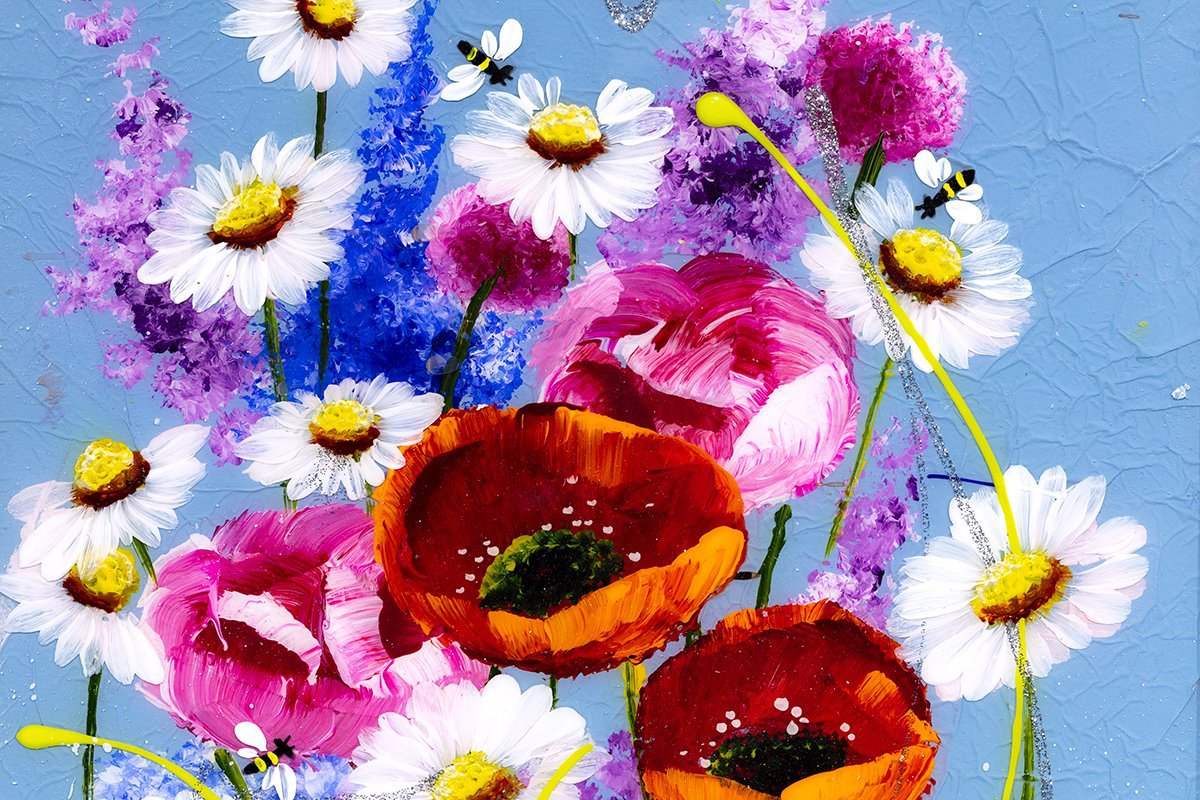 Bees and Blossoms II - Original - SOLD by artist Rozanne Bell - Wyecliffe Galleries