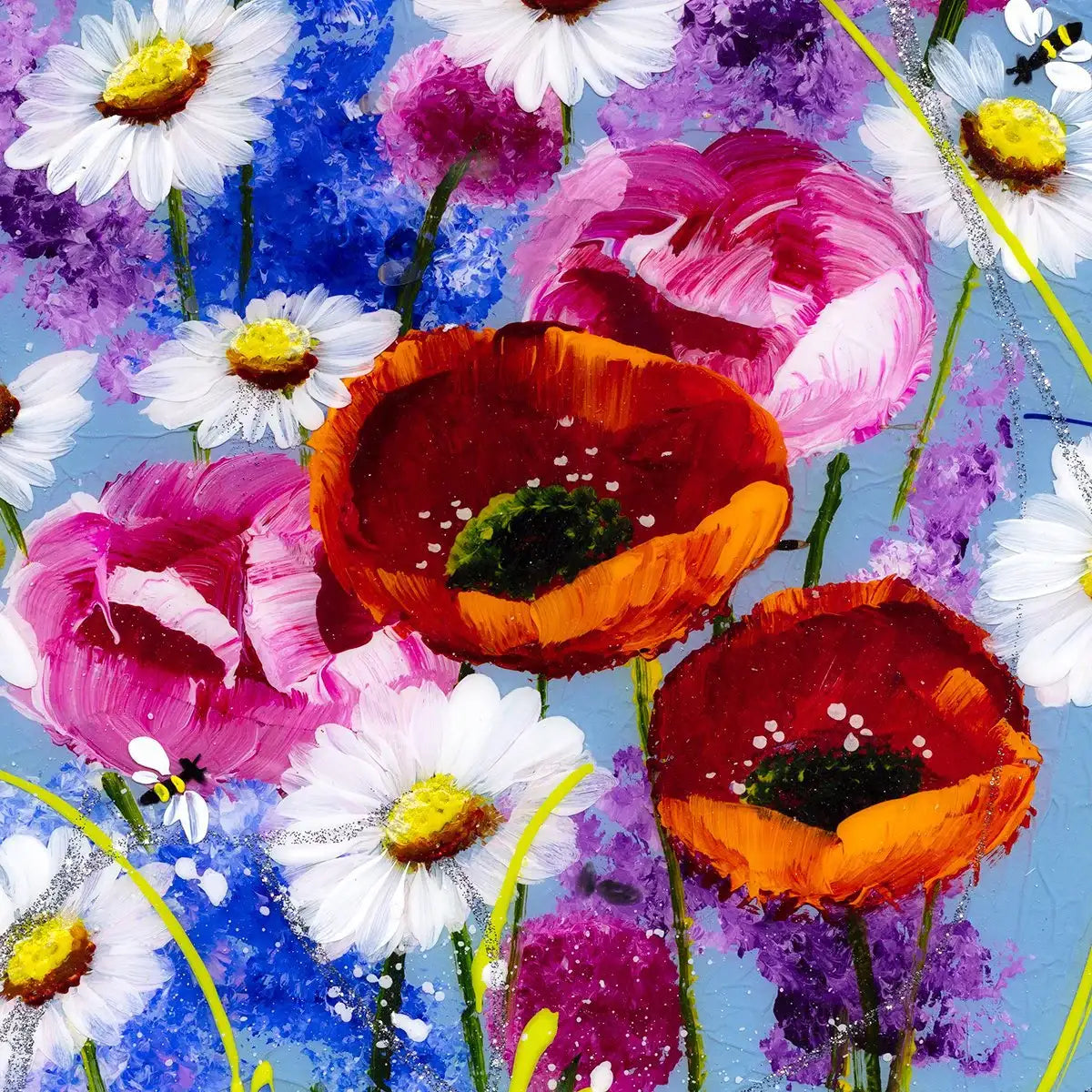 Bees and Blossoms II - Original - SOLD by artist Rozanne Bell - Wyecliffe Galleries