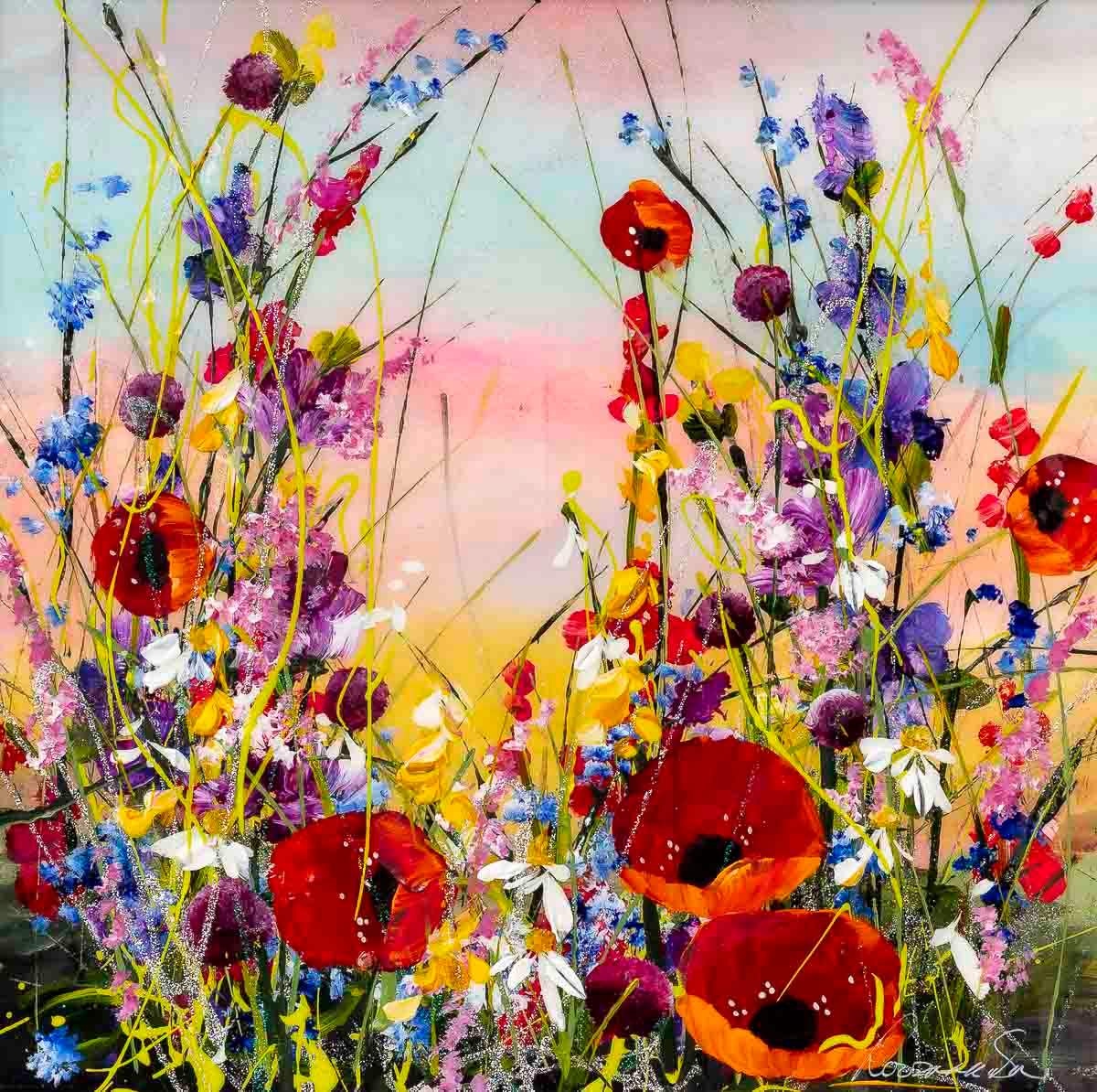 Blossoming Pastures - Original SOLD by artist Rozanne Bell - Wyecliffe Galleries
