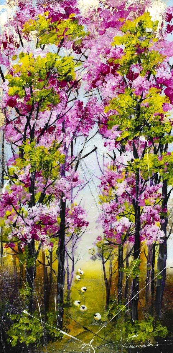 Blossoming Walk - Original - SOLD by artist Rozanne Bell - Wyecliffe Galleries