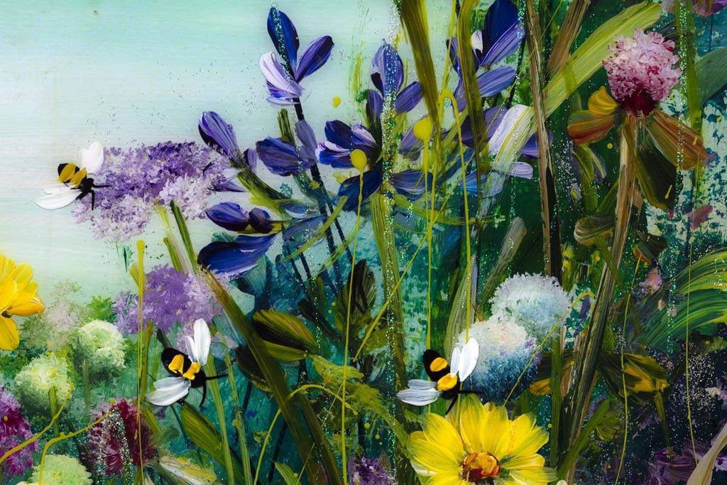 Bumble Bee Crazy - Original - SOLD by artist Rozanne Bell - Wyecliffe Galleries