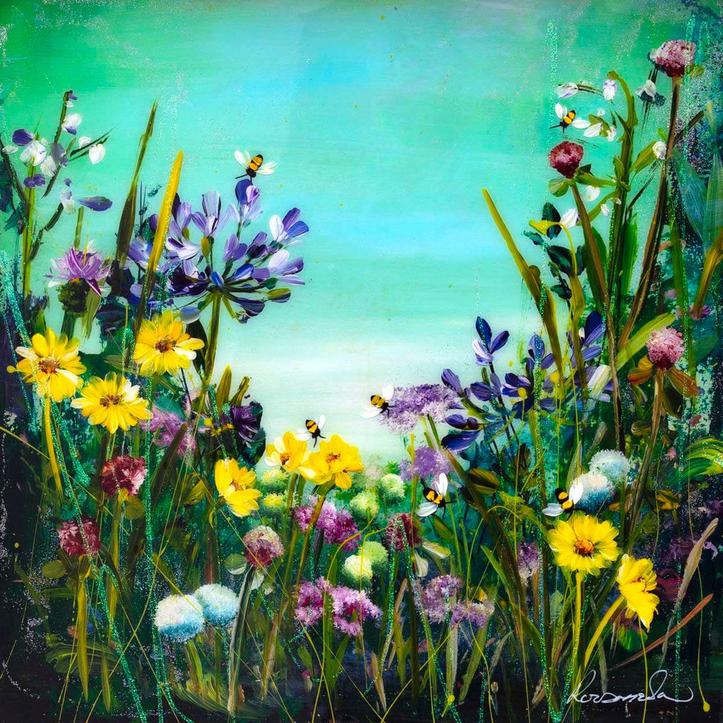 Bumble Bee Crazy - Original - SOLD by artist Rozanne Bell - Wyecliffe Galleries