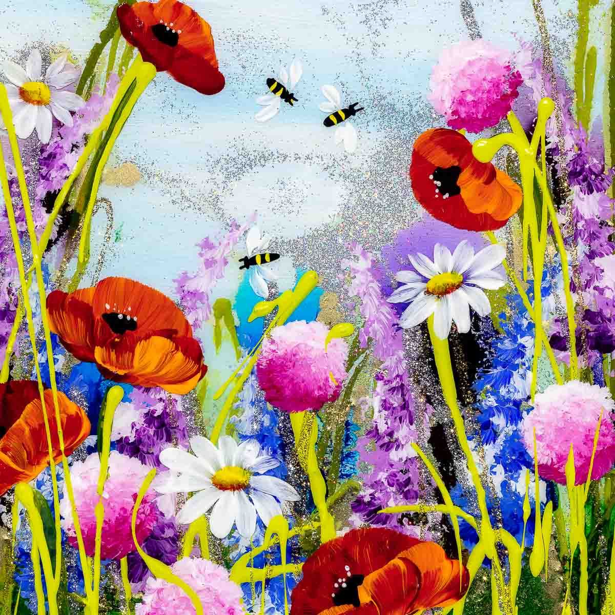 Busy Bees I - Original Rozanne Bell Framed