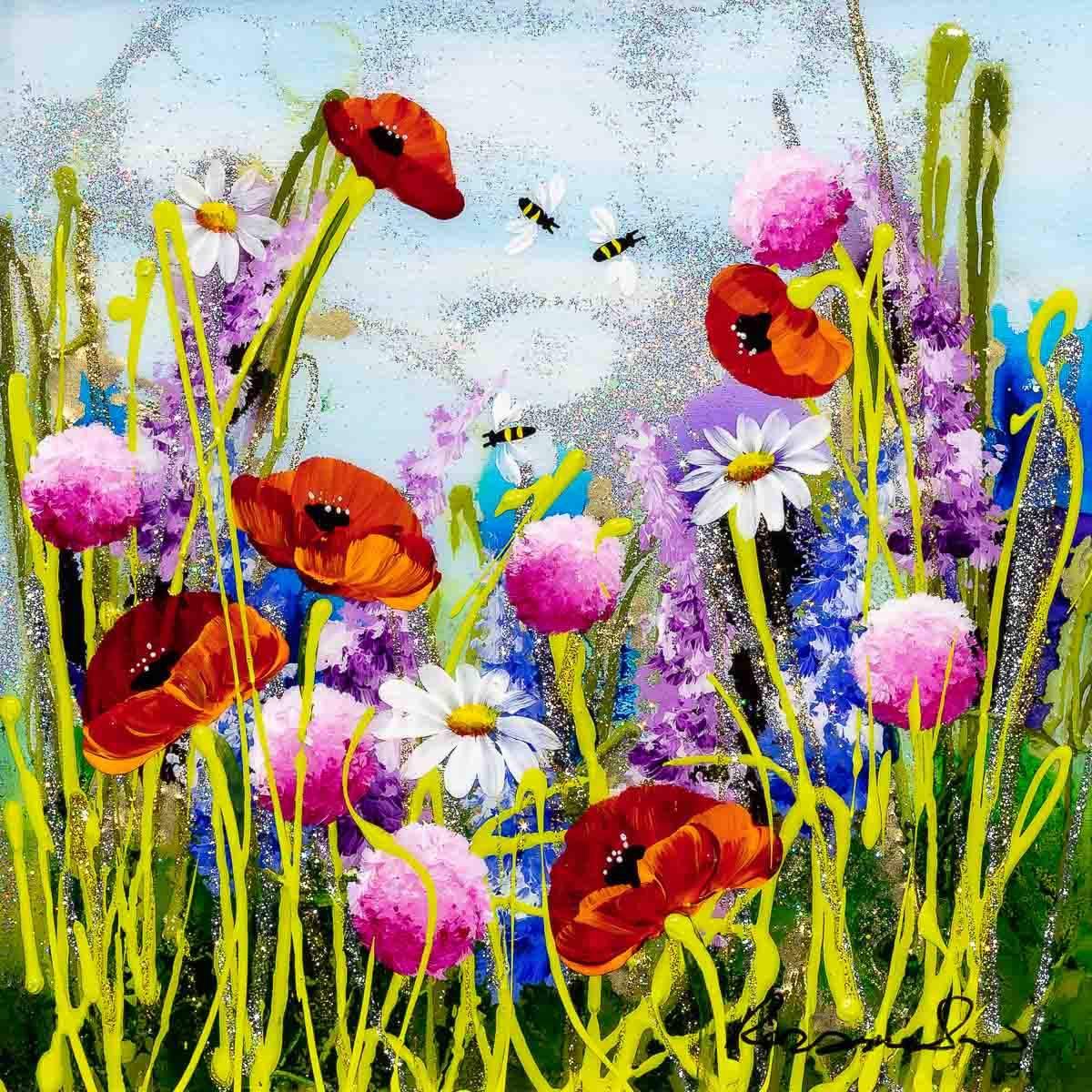 Busy Bees I - Original - SOLD by artist Rozanne Bell - Wyecliffe Galleries