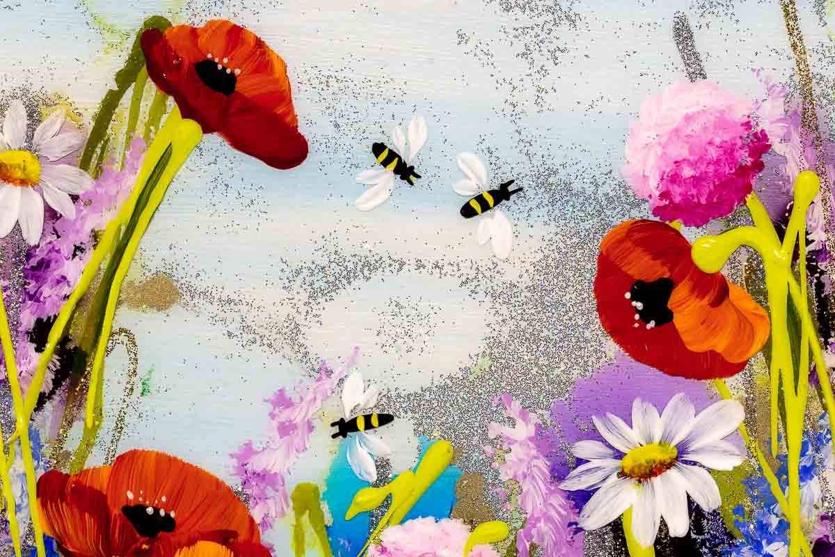 Busy Bees I - Original - SOLD by artist Rozanne Bell - Wyecliffe Galleries