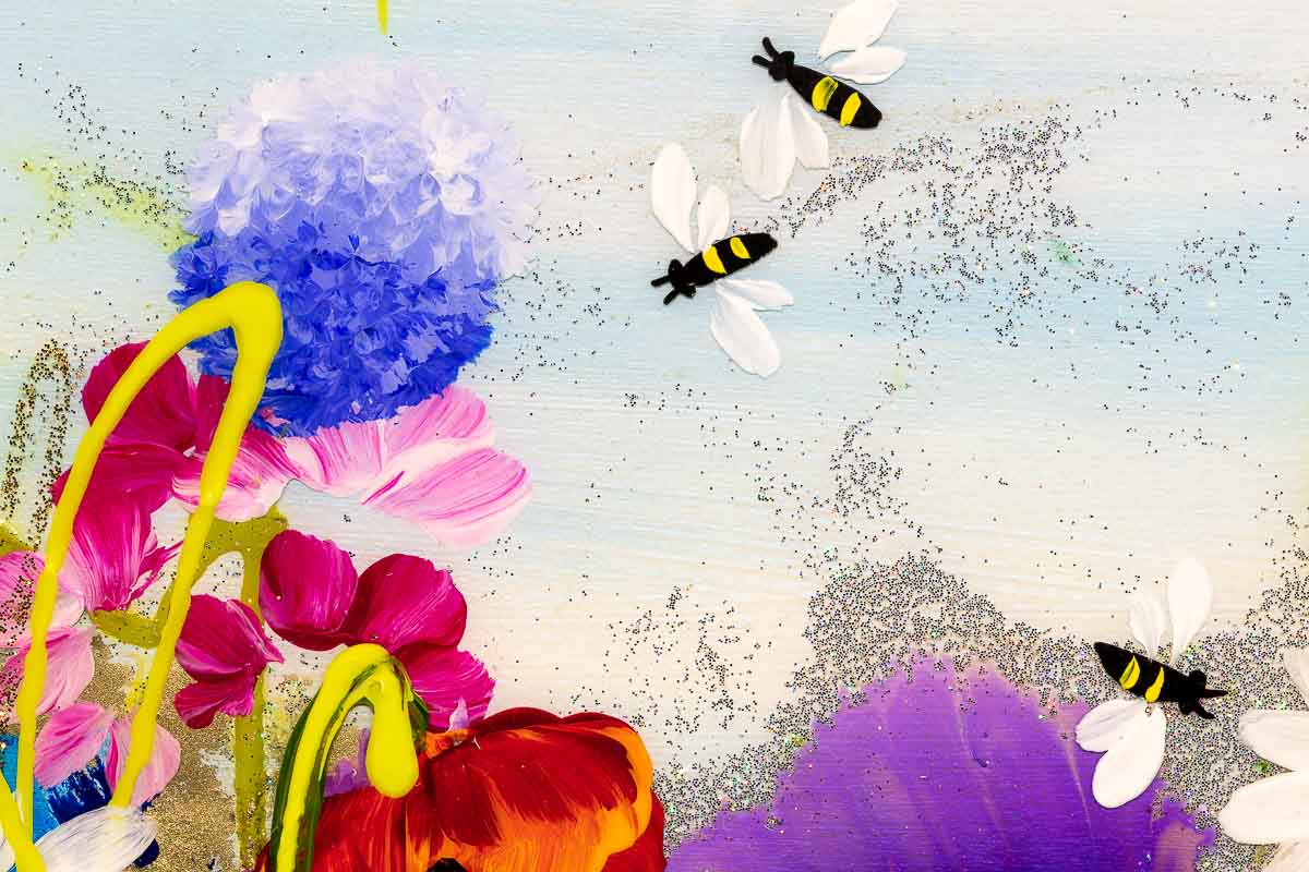 Busy Bees II - Original Rozanne Bell Framed
