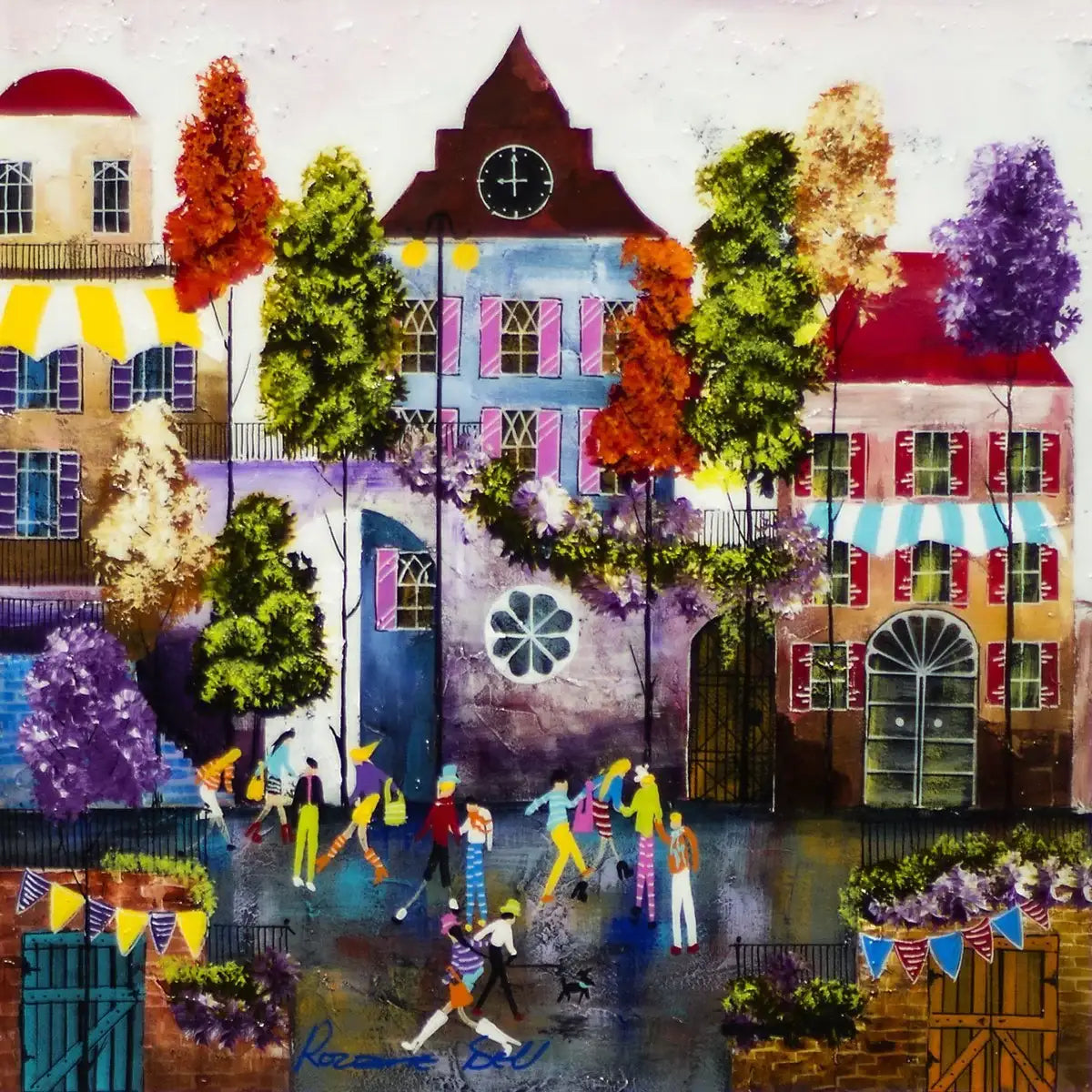 Busy Street - SOLD by artist Rozanne Bell - Wyecliffe Galleries
