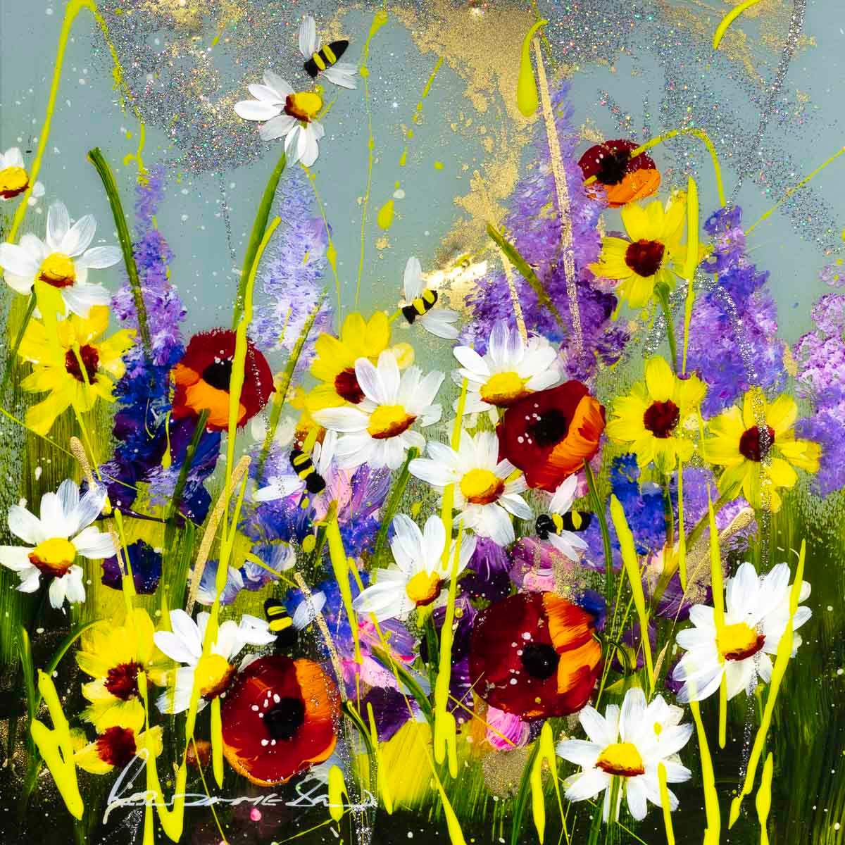 Buzzing Bee's - Original - SOLD by artist Rozanne Bell - Wyecliffe Galleries
