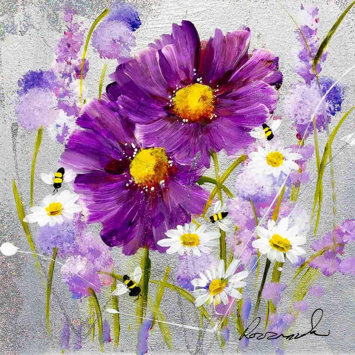 Buzzy Bees - Original - SOLD by artist Rozanne Bell - Wyecliffe Galleries