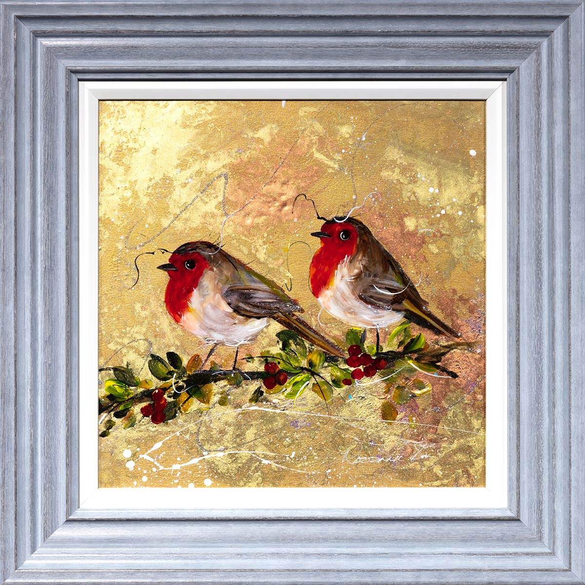 Cardinal Couple - Original - SOLD by artist Rozanne Bell - Wyecliffe Galleries